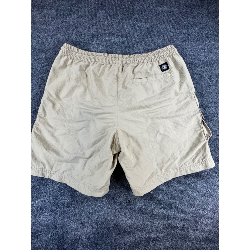 Aeropostale Men Tan Nylon Cargo Shorts Elastic Waist Drawstring Mesh Lined L - Picture 2 of 5